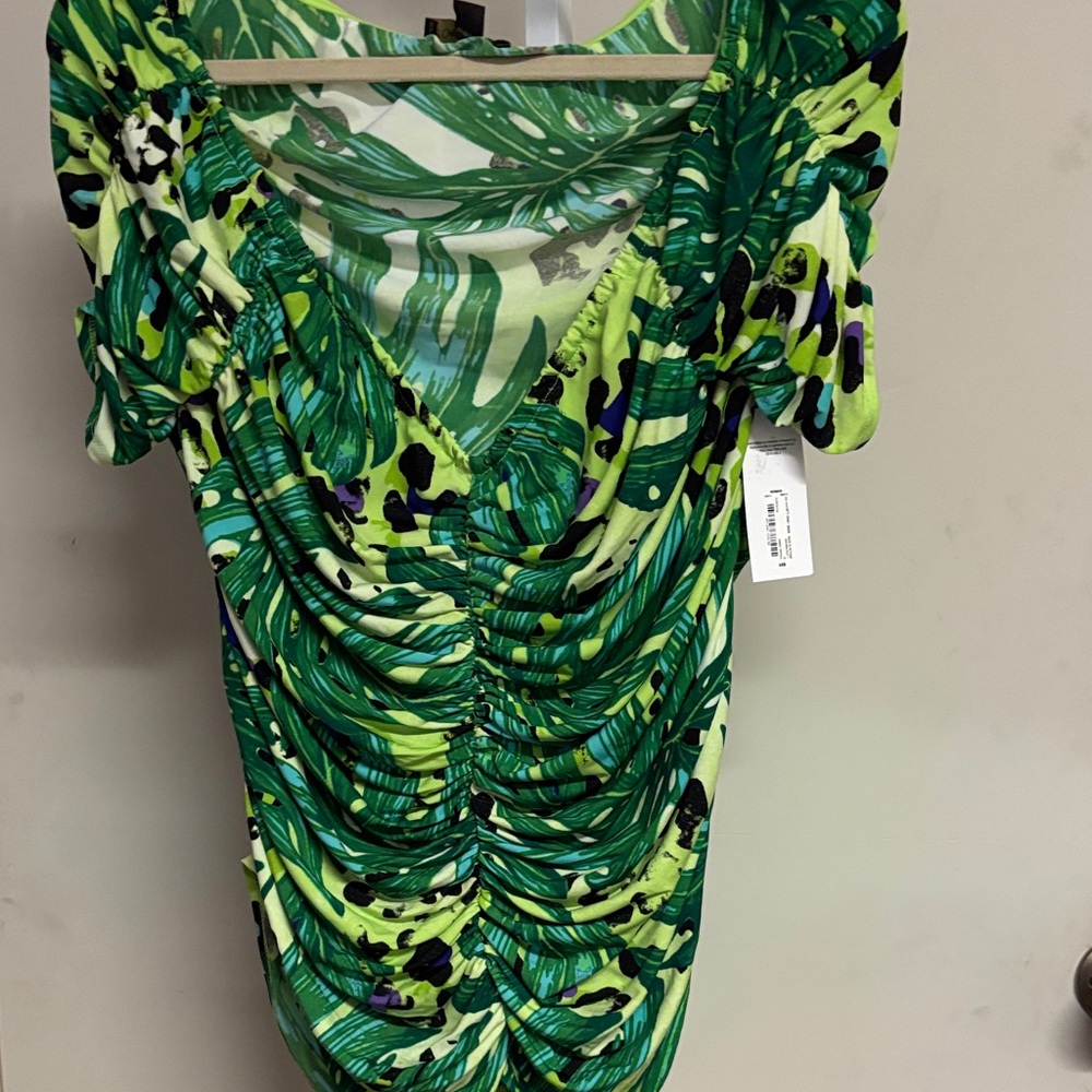 NWT Green and Black Ruched Women's Top